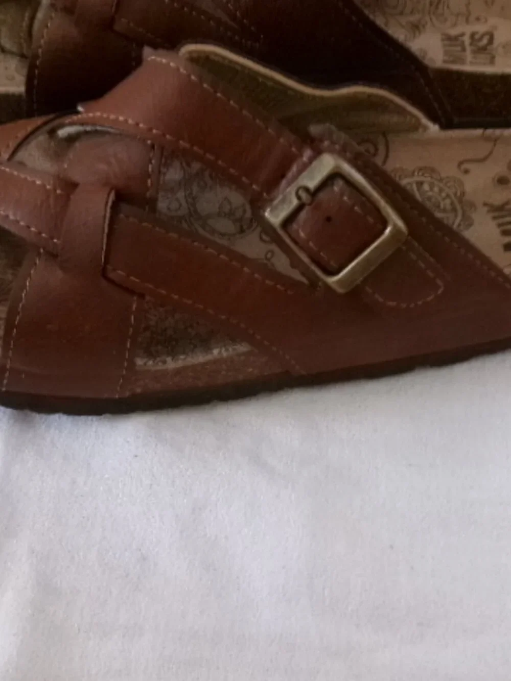 Muk lUKS SLIP ON SLIDE CORK SOLE SZ  10 BROWN SANDALS - Picture 4 of 5